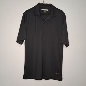 Greg Norman Play Dry Medium Black Polo Shirt W/Shark Logo On Sleeve